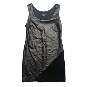 Metaphor Women's Black Faux Leather Panel Sleeveless Mini Dress‎ Size L